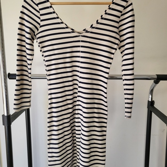 Black and White Striped Knit Bodycon Dress - Picture 3 of 3